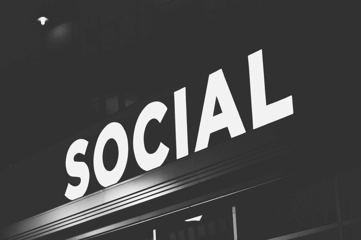 A billboard with the word "social".